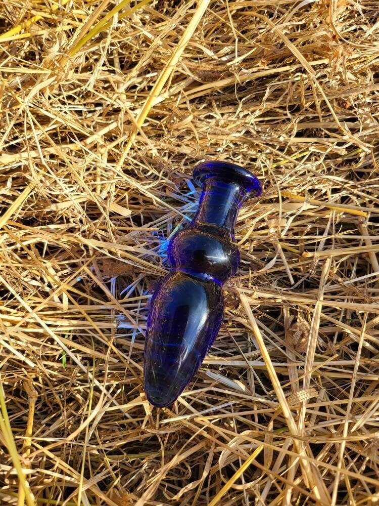 Blue glass butt plug / pleasure, self love, adult sex toy, massage